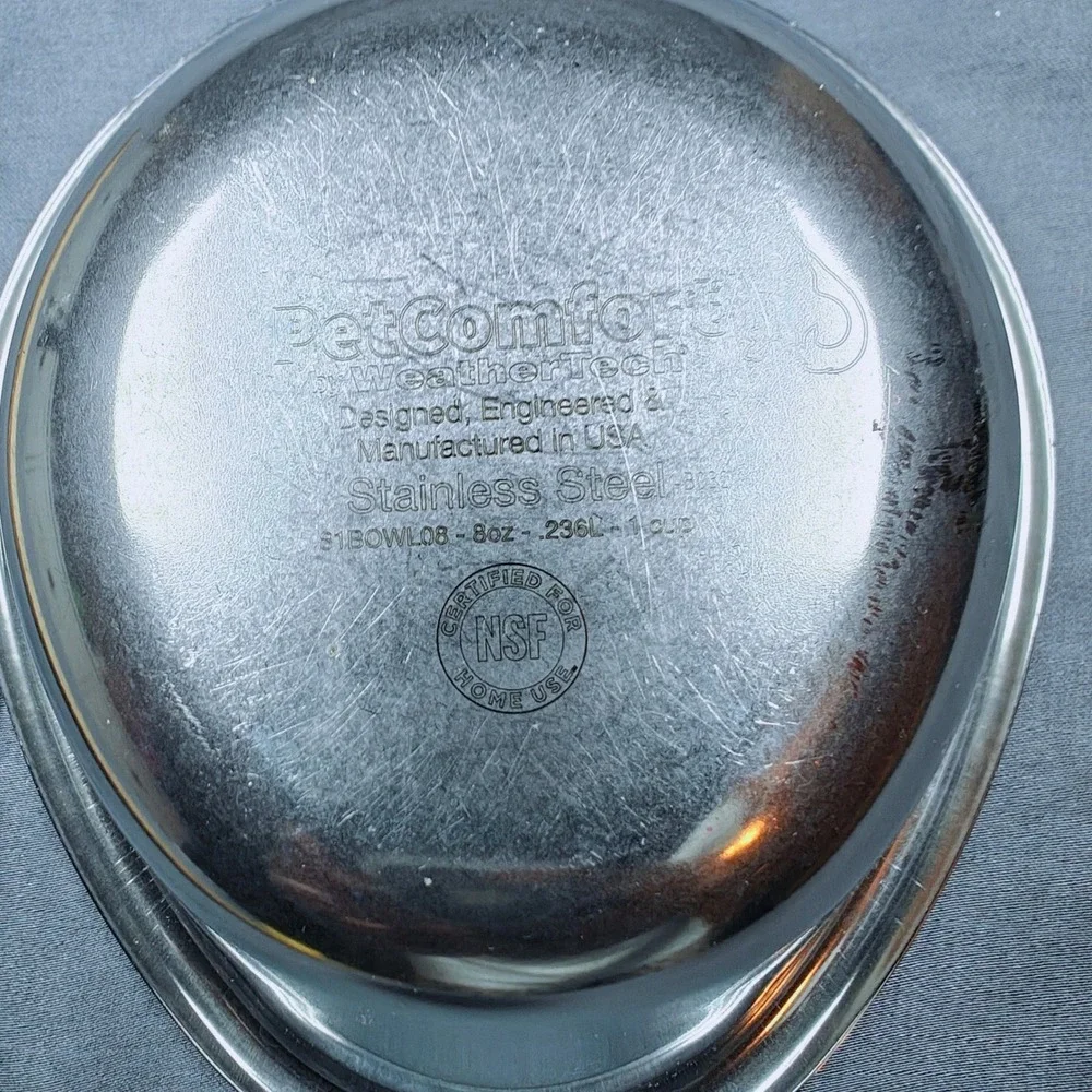 PetComfort WeatherTech Stainless Steel 1 Pet Bowl 8oz 1 Cup Made in USA 81BOWL08